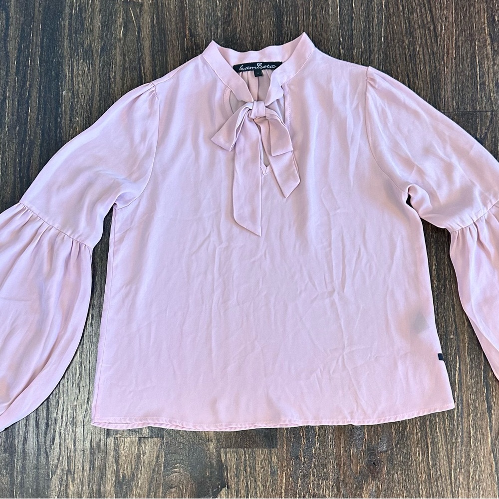 Blouse Light Pink with Bow Tie